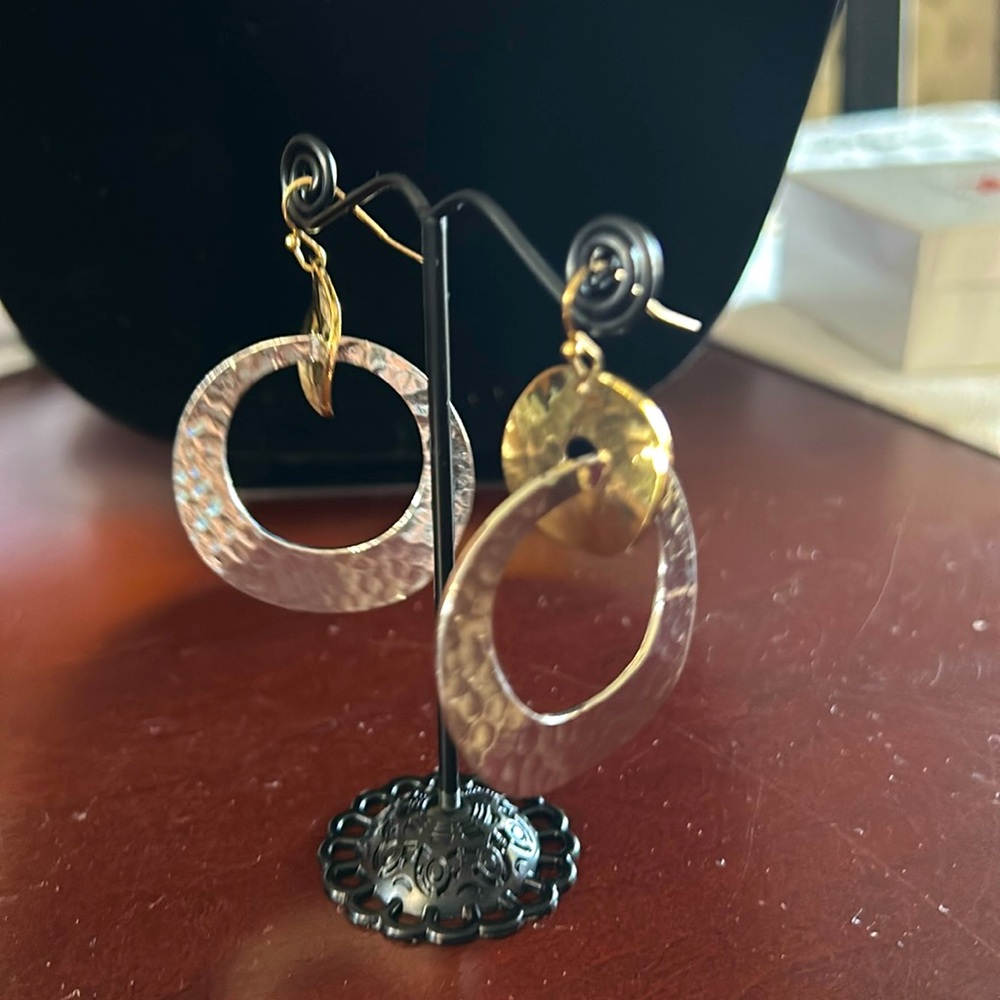 Hammered Gold & Silver Tone earrings